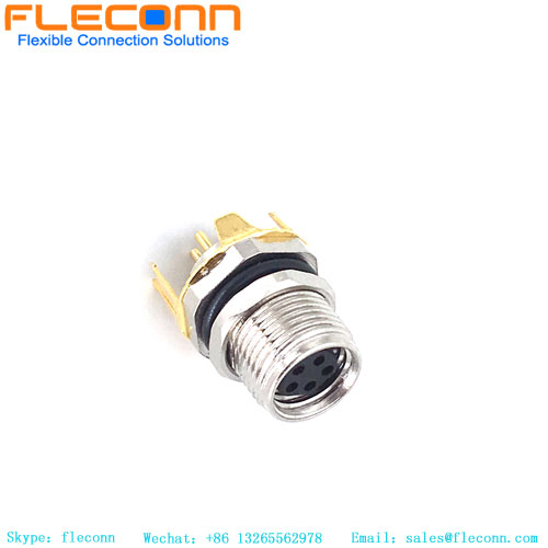 Connecteur M8 à 5 broches pour montage sur circuit imprimé avec support de blindage