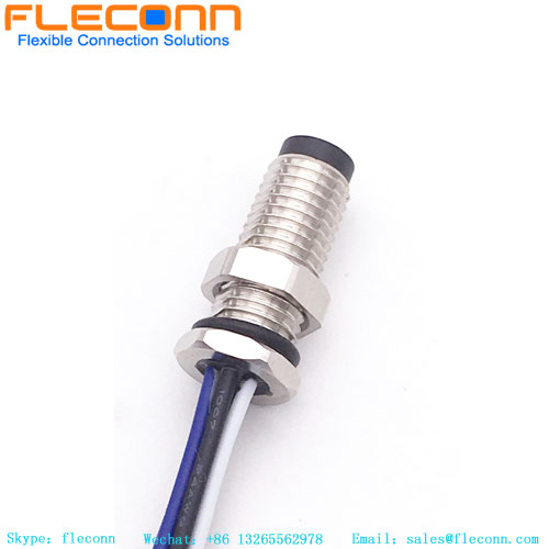 Connecteur de montage sur panneau mâle M8 personnalisé à 5 broches avec fils conducteurs