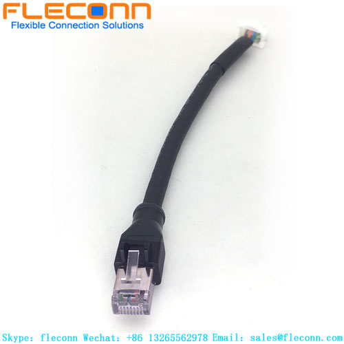 Connecteur femelle M12 à montage sur panneau codé X vers câble RJ45 avec connecteur de carte XAD à pas de 2,5 mm B10B-XADSS-N