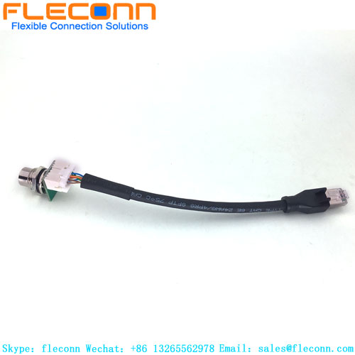 Connecteur femelle M12 à montage sur panneau codé X vers câble RJ45 avec connecteur de carte XAD à pas de 2,5 mm B10B-XADSS-N