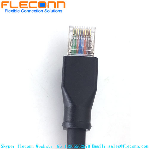 Connecteur femelle M12 à montage sur panneau codé X vers câble RJ45 avec connecteur de carte XAD à pas de 2,5 mm B10B-XADSS-N