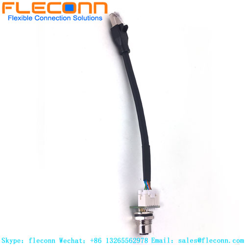 Connecteur femelle M12 à montage sur panneau codé X vers câble RJ45 avec connecteur de carte XAD à pas de 2,5 mm B10B-XADSS-N