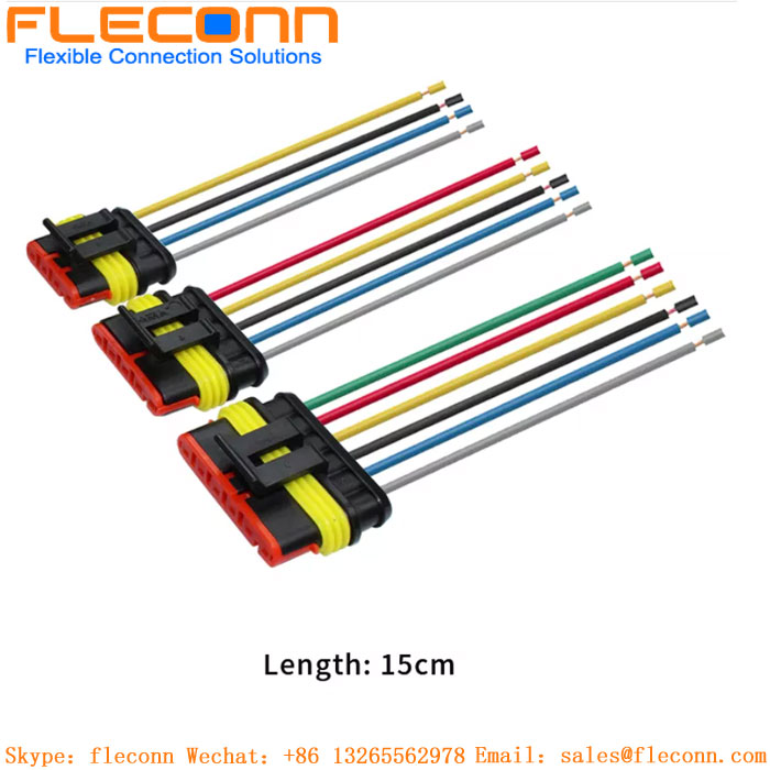 Faisceau de câbles de connecteur automobile étanche, série Superseal 1.5 Custom Amp 2p 3p 4p 5p 6p