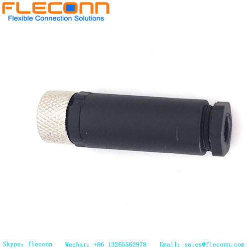 Connecteur M8 à 3 broches, femelle, droit, câbleable sur site