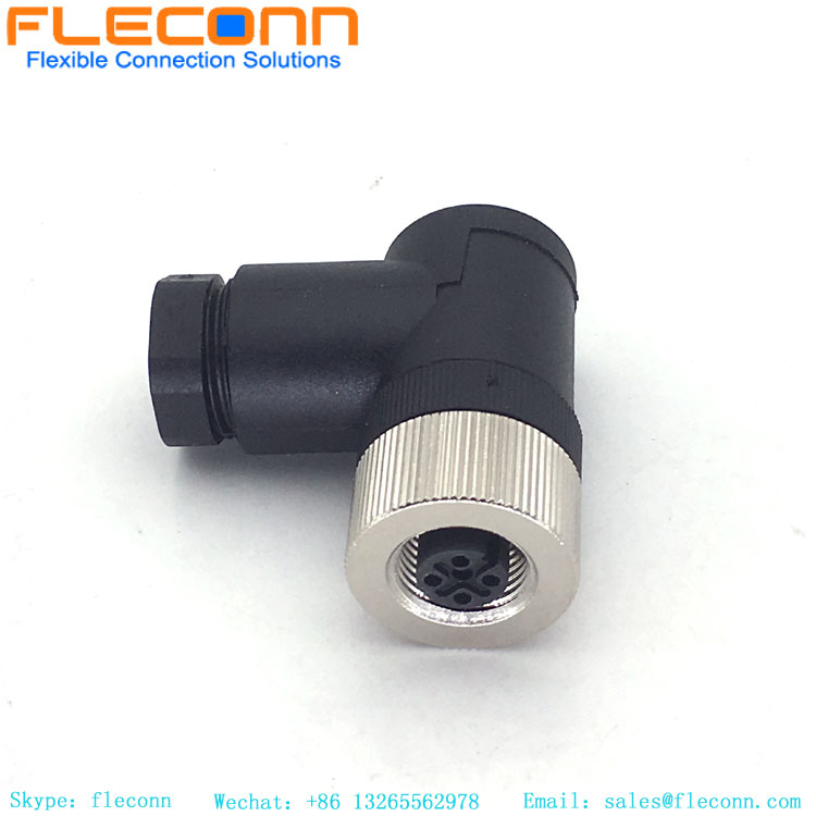 Connecteur M12 5 broches, coque en plastique, angle droit