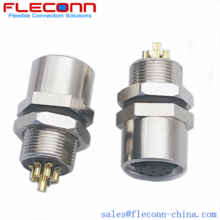 Connecteur femelle M8 à 8 broches pour montage sur panneau, filetage de fixation arrière M8x0,5