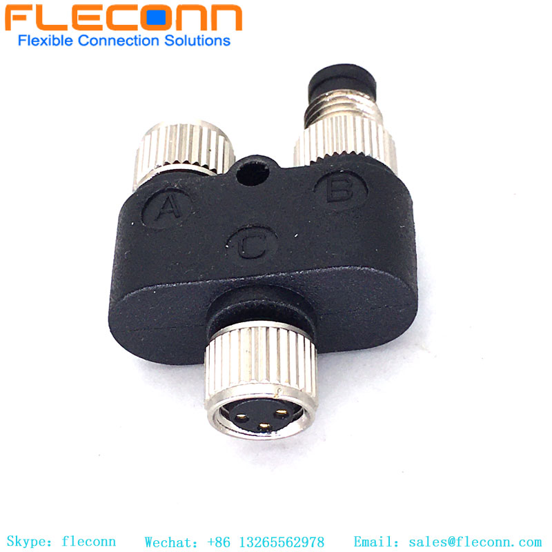 Connecteur M8 Y Type 3 broches mâle à double séparateur femelle