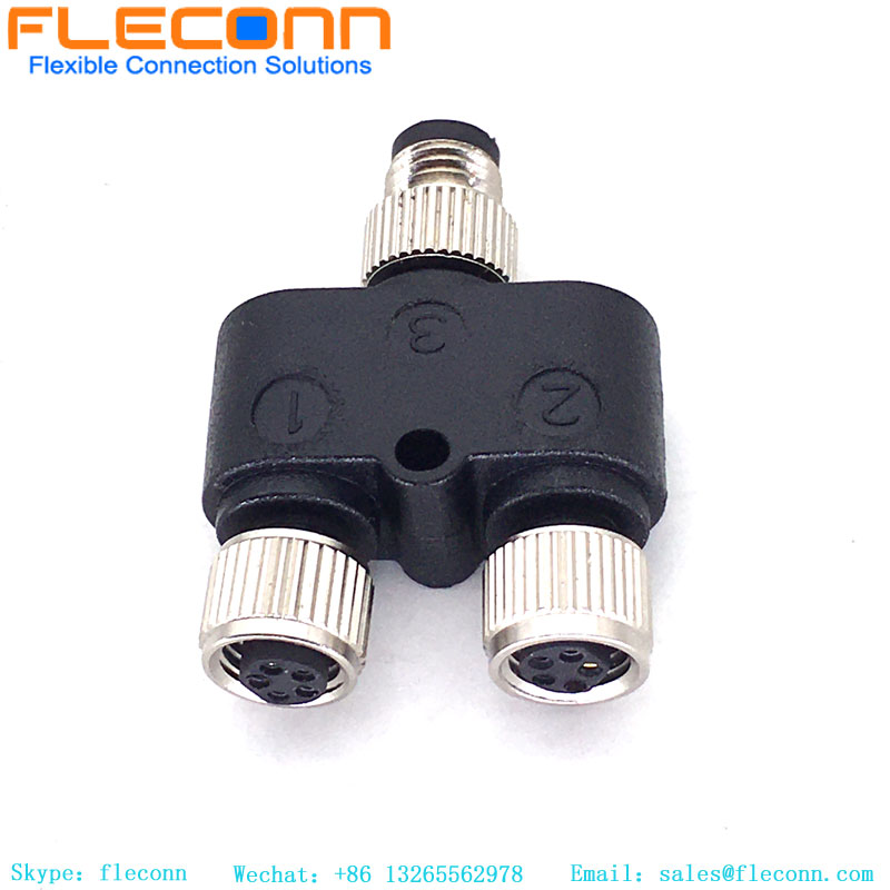 Connecteur M8 Y Type 3 broches mâle à double séparateur femelle