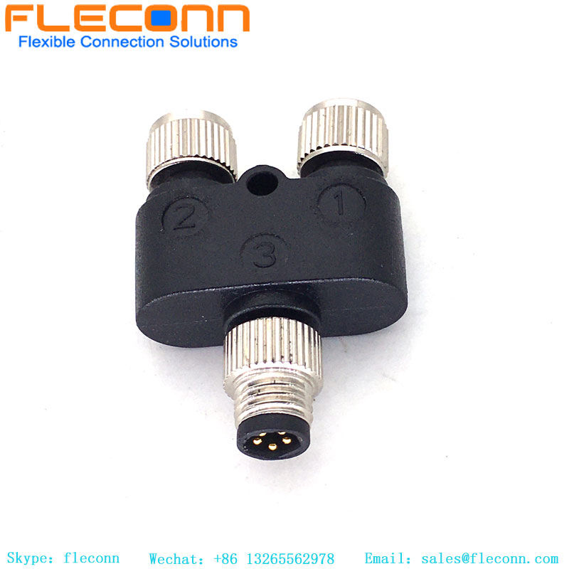 Connecteur M8 Y Type 3 broches mâle à double séparateur femelle