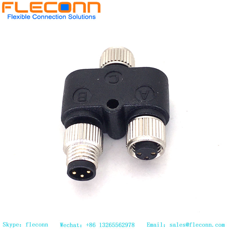 Connecteur M8 Y Type 3 broches mâle à double séparateur femelle
