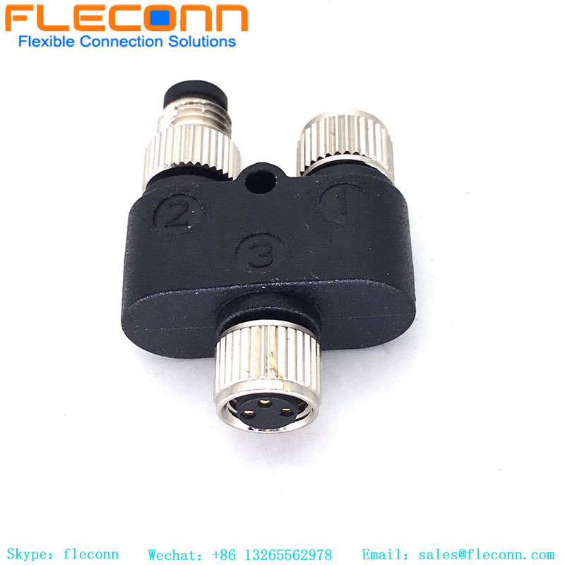 Connecteur M8 Y Type 3 broches mâle à double séparateur femelle