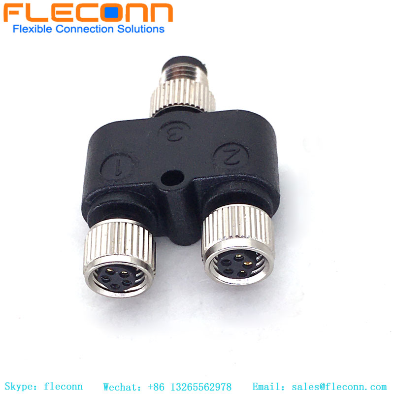 Connecteur M8 Y Type 3 broches mâle à double séparateur femelle