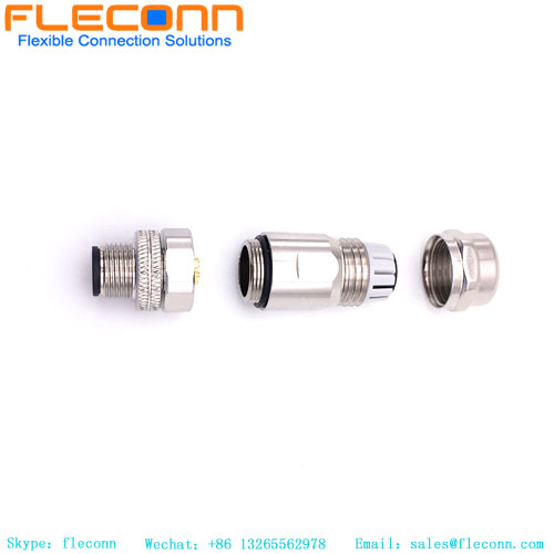 Connecteur mâle M12 à 8 broches, un connecteur à coque métallique étanche codé