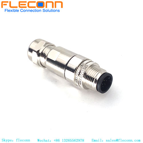 Connecteur mâle M12 à 12 broches, un connecteur à coque métallique étanche codé