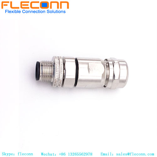 Connecteur mâle M12 à 8 broches, un connecteur à coque métallique étanche codé