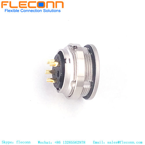 Connecteur femelle à montage sur panneau de codage M16 A avec 4 contacts, montage arrière