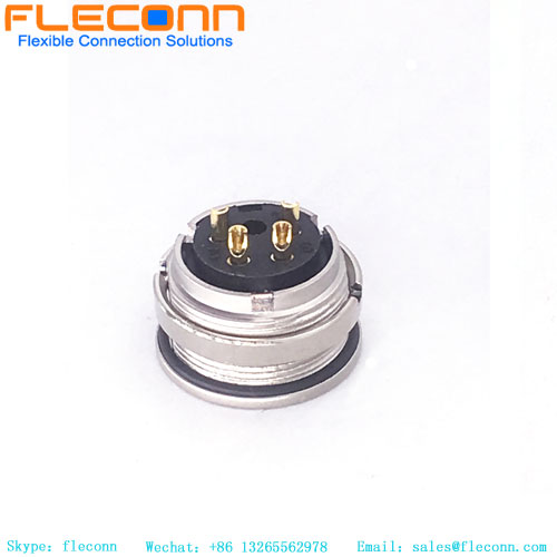 Connecteur femelle à montage sur panneau de codage M16 A avec 4 contacts, montage arrière