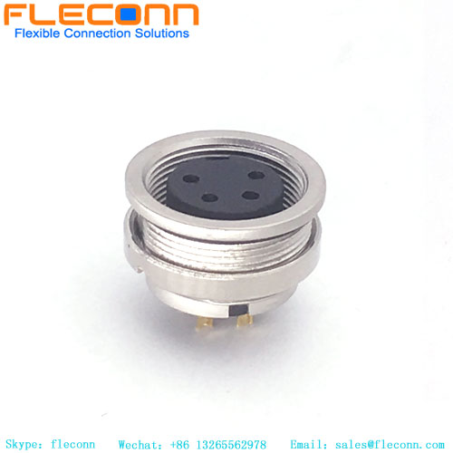 Connecteur femelle à montage sur panneau de codage M16 A avec 4 contacts, montage arrière