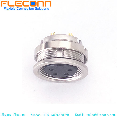 Connecteur femelle à montage sur panneau de codage M16 A avec 4 contacts, montage arrière