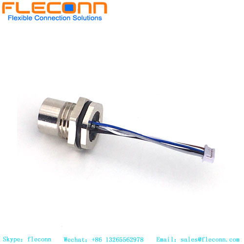 Connecteur M12 A code 5 pôles pour montage sur panneau arrière avec fil pour l'automatisation d'usine