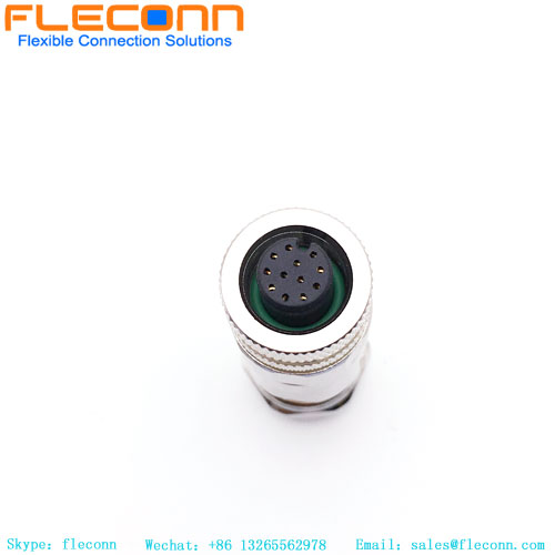 Connecteur femelle M12, 12 pôles, code A