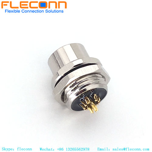 Connecteur de montage sur panneau à filetage de fixation arrière M12 à 8 pôles