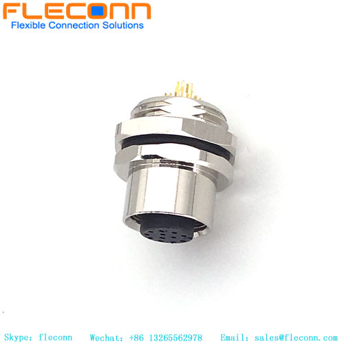 Connecteur de montage sur panneau à filetage de fixation arrière M12 à 8 pôles