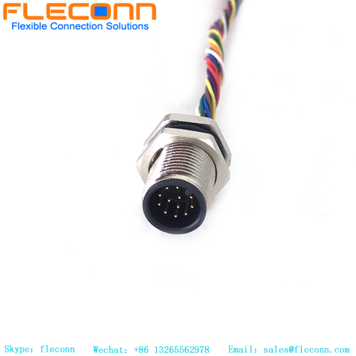 Connecteur mâle de bâti de panneau de Pin de M12 12 avec le faisceau de câbles du connecteur Molex 510211200