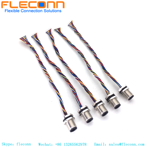 Connecteur mâle de bâti de panneau de Pin de M12 12 avec le faisceau de câbles du connecteur Molex 510211200