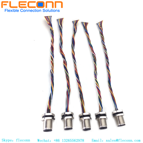 Connecteur mâle de bâti de panneau de Pin de M12 12 avec le faisceau de câbles du connecteur Molex 510211200