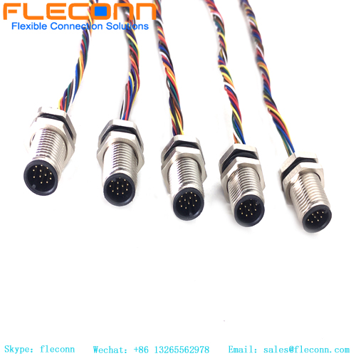 Connecteur mâle de bâti de panneau de Pin de M12 12 avec le faisceau de câbles du connecteur Molex 510211200