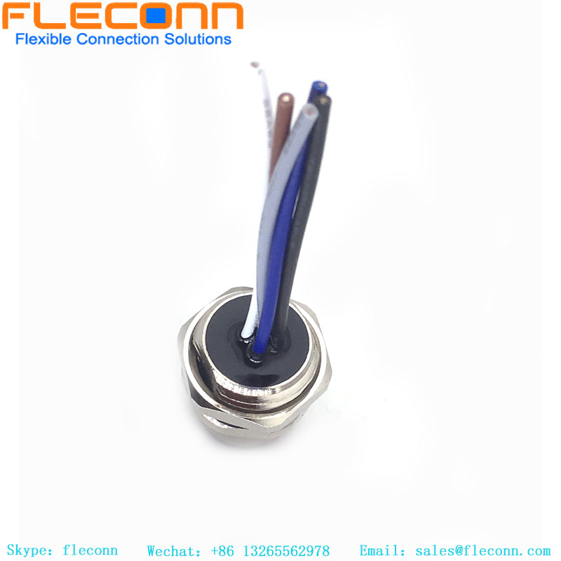 Connecteur de montage sur panneau codé A M12 à 5 broches avec câble