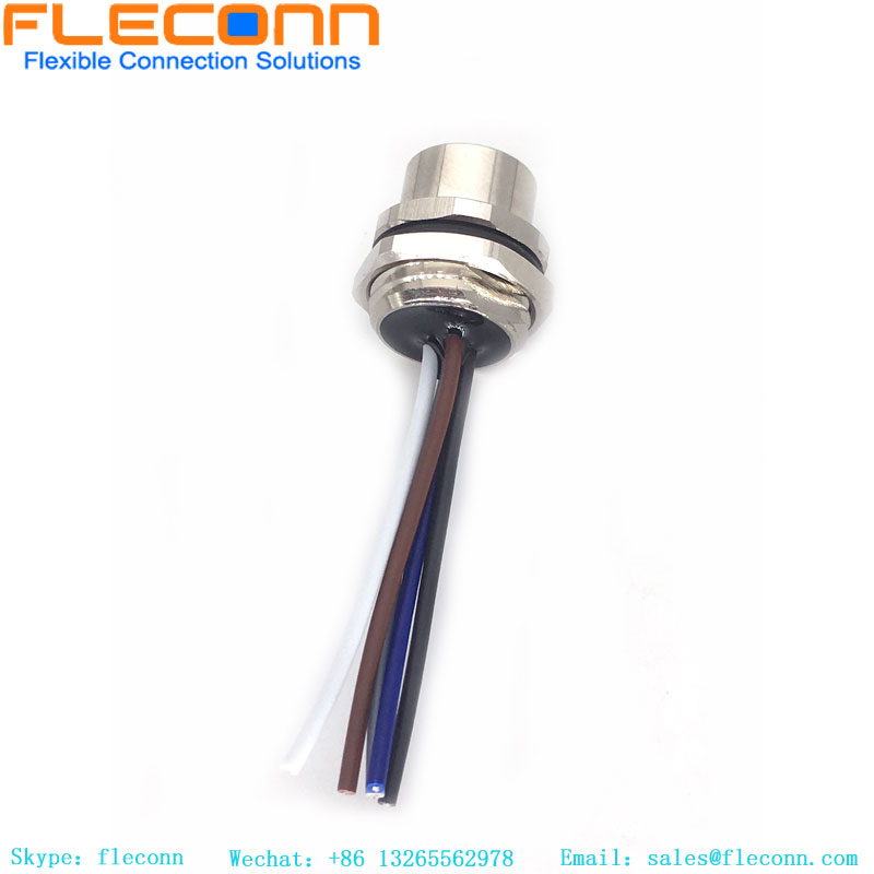 Connecteur de montage sur panneau codé A M12 à 5 broches avec câble