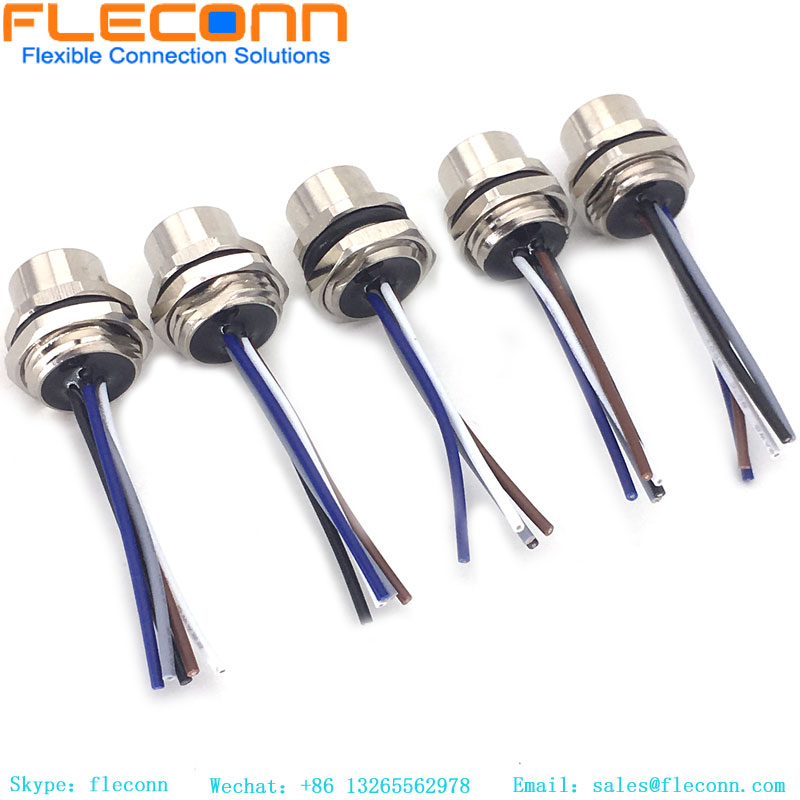 Connecteur de montage sur panneau codé A M12 à 5 broches avec câble