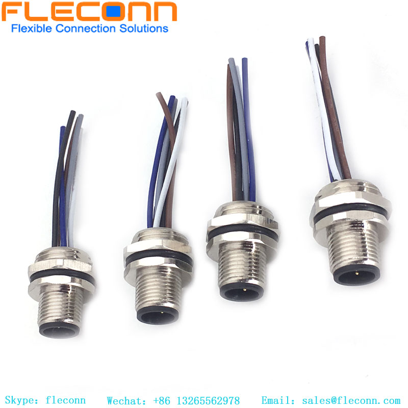 Connecteur mâle à montage frontal M12, 5 pôles, avec câble