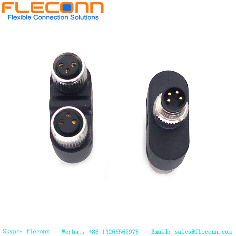 Connecteur M8 Y Type 3 broches mâle à double séparateur femelle